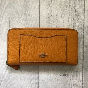 Coach Orange Long Zipper Wallet
